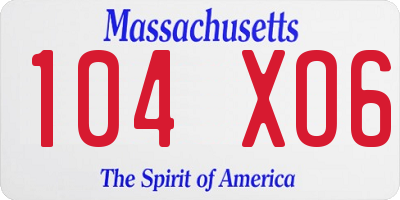 MA license plate 104XO6