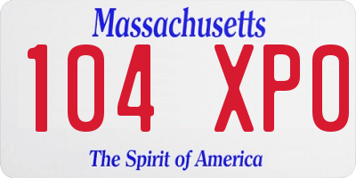 MA license plate 104XP0