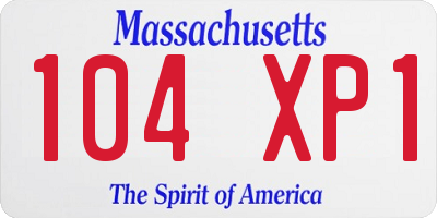 MA license plate 104XP1