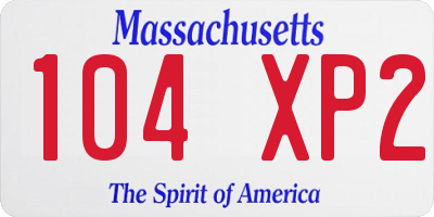 MA license plate 104XP2