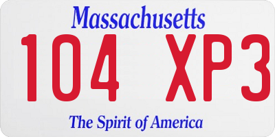 MA license plate 104XP3