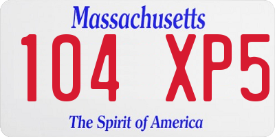 MA license plate 104XP5