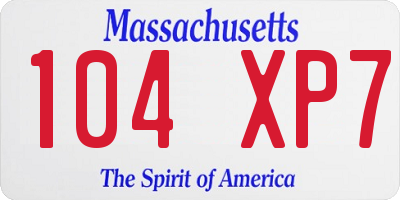 MA license plate 104XP7