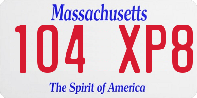 MA license plate 104XP8