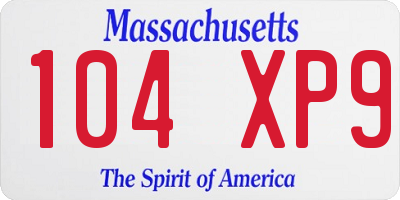 MA license plate 104XP9