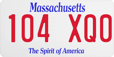 MA license plate 104XQ0