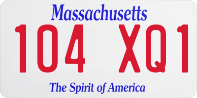 MA license plate 104XQ1