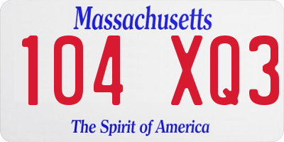 MA license plate 104XQ3