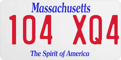 MA license plate 104XQ4