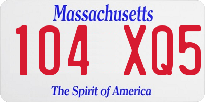 MA license plate 104XQ5