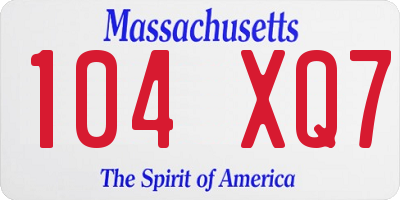 MA license plate 104XQ7