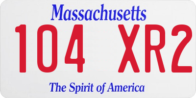 MA license plate 104XR2