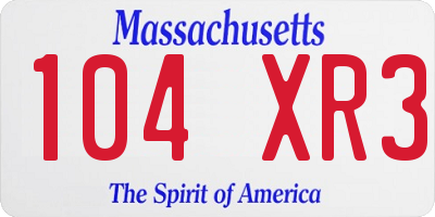MA license plate 104XR3