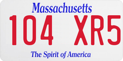MA license plate 104XR5