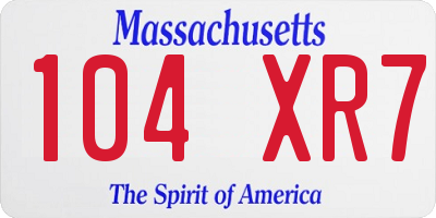 MA license plate 104XR7