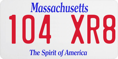 MA license plate 104XR8