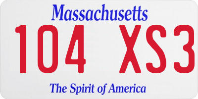 MA license plate 104XS3