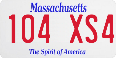 MA license plate 104XS4