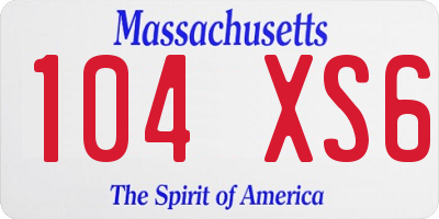 MA license plate 104XS6