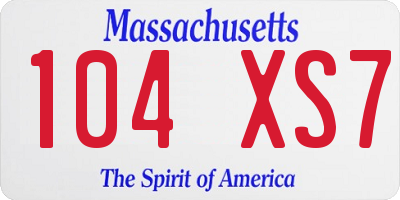 MA license plate 104XS7