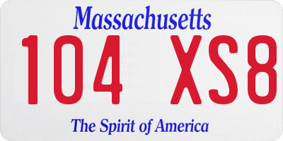 MA license plate 104XS8