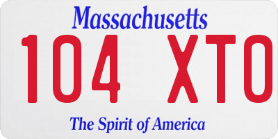 MA license plate 104XT0