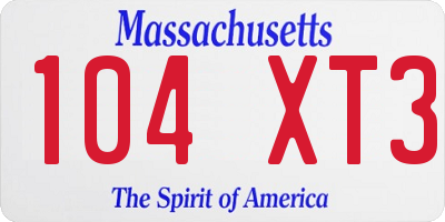 MA license plate 104XT3