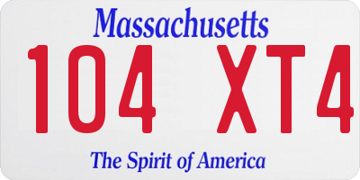 MA license plate 104XT4