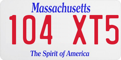 MA license plate 104XT5