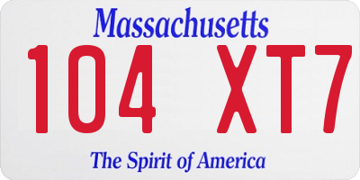 MA license plate 104XT7