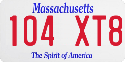MA license plate 104XT8