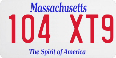 MA license plate 104XT9