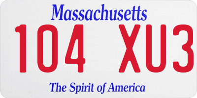 MA license plate 104XU3