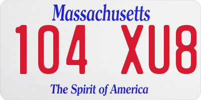MA license plate 104XU8