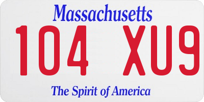 MA license plate 104XU9