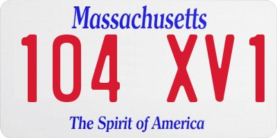 MA license plate 104XV1