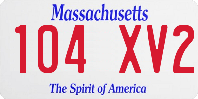 MA license plate 104XV2