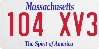 MA license plate 104XV3