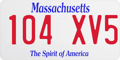 MA license plate 104XV5