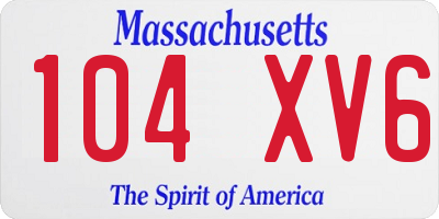 MA license plate 104XV6