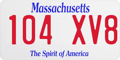 MA license plate 104XV8