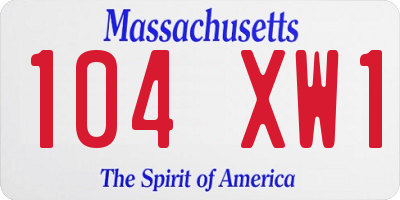 MA license plate 104XW1