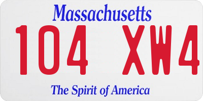 MA license plate 104XW4