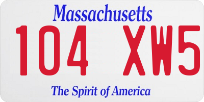 MA license plate 104XW5
