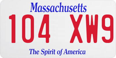 MA license plate 104XW9