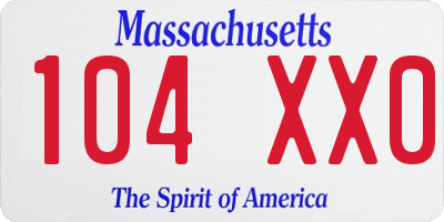 MA license plate 104XX0