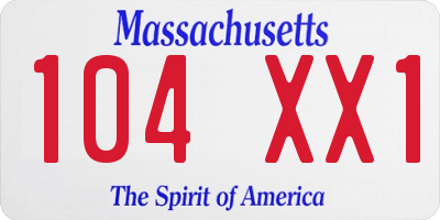 MA license plate 104XX1