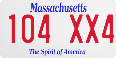 MA license plate 104XX4