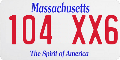 MA license plate 104XX6