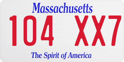 MA license plate 104XX7